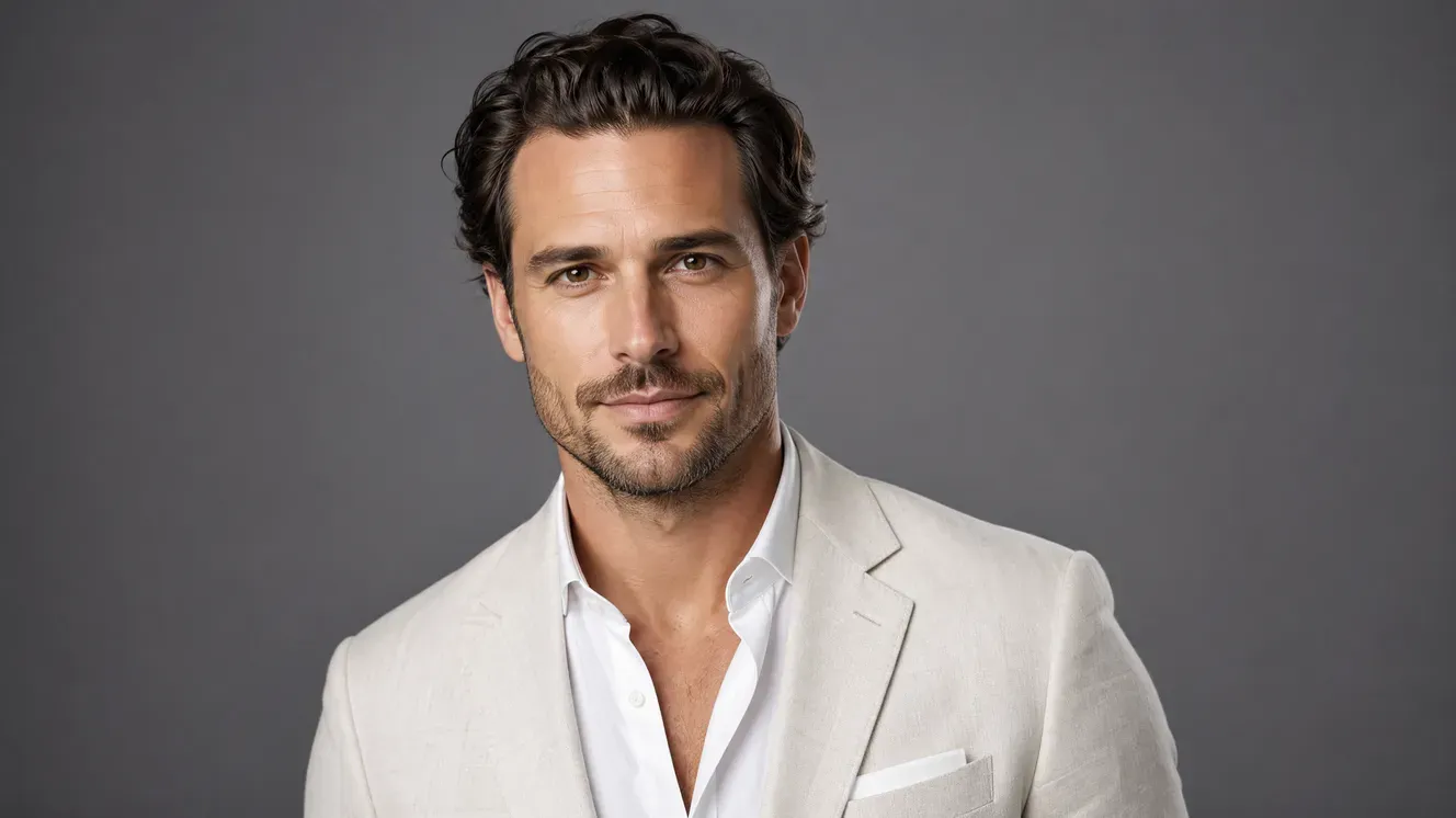 Professional headshot of a man in his forties on a pale gray backdrop.